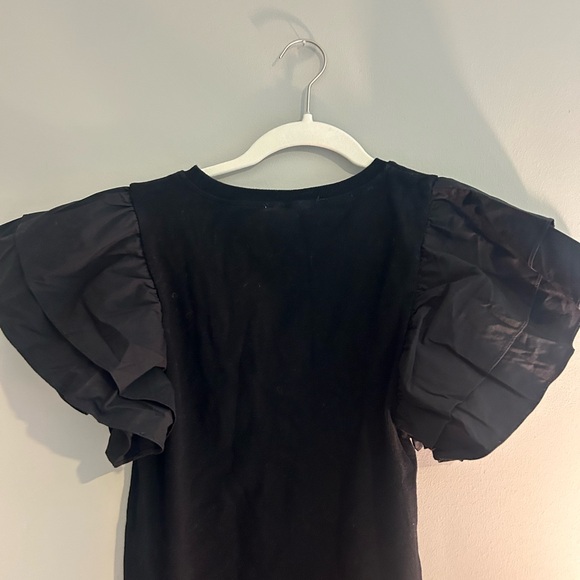 Black Ruffled Sleeve Bodysuit - Picture 3 of 3